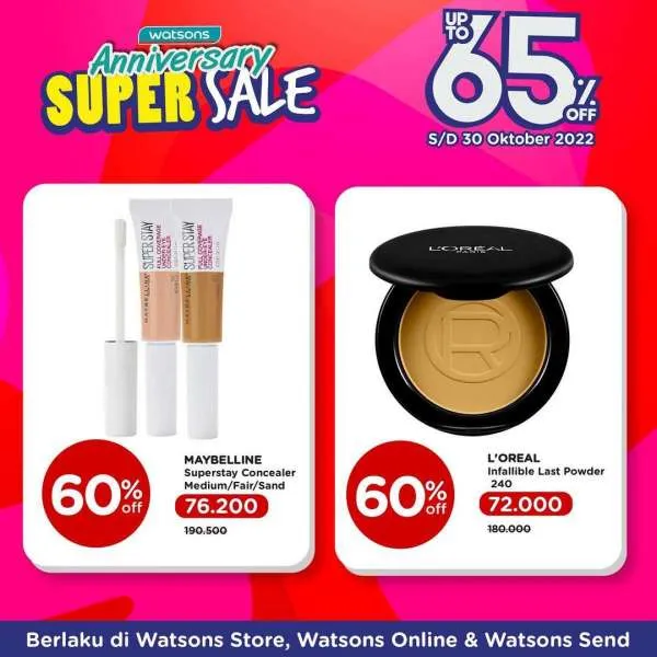 Promo Watson Anniversary Super Sale Periode sampai 30 Oktober 2022