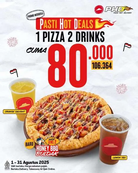 Promo PHD 1 Pizza 2 Drinks Agustus