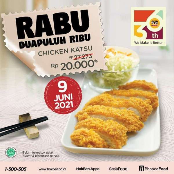 Promo HokBen hari ini 9 Juni 2021, ada menu Rabu Rp 20.000!