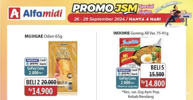 Promo JSM Alfamidi 26-29 September 2024, Indomie Goreng Beli 5 Lebih Murah