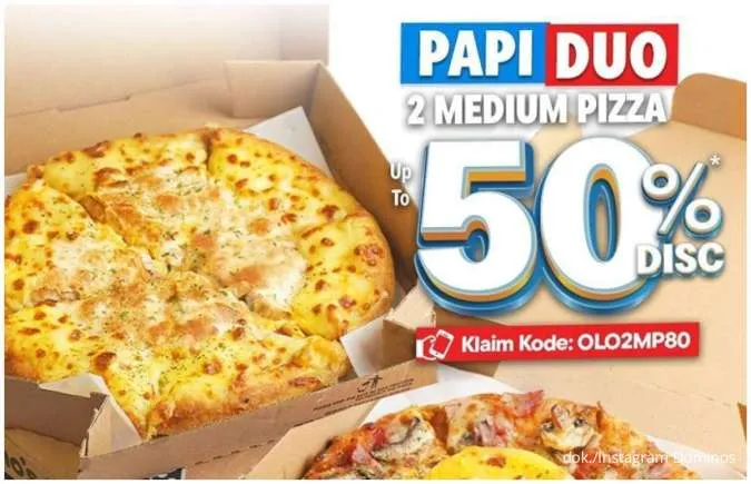 Promo Domino's Selama Bulan Mei 2025, Nikmati Papi Duo 2 Medium Pizza Diskon 50%