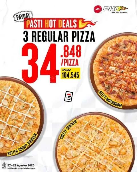 Promo PHD Paket 3 Regular Pizza 27-29 Agustus