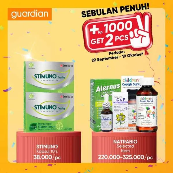 Promo Guardian +1000 Get 2 Pcs Periode 22 September-19 Oktober 2022