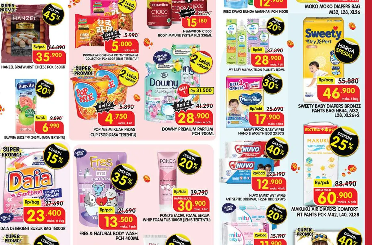Promo Superindo Weekday Bulan Juli 2025, Pop Mie dan Downy Beli 2 Lebih Hemat