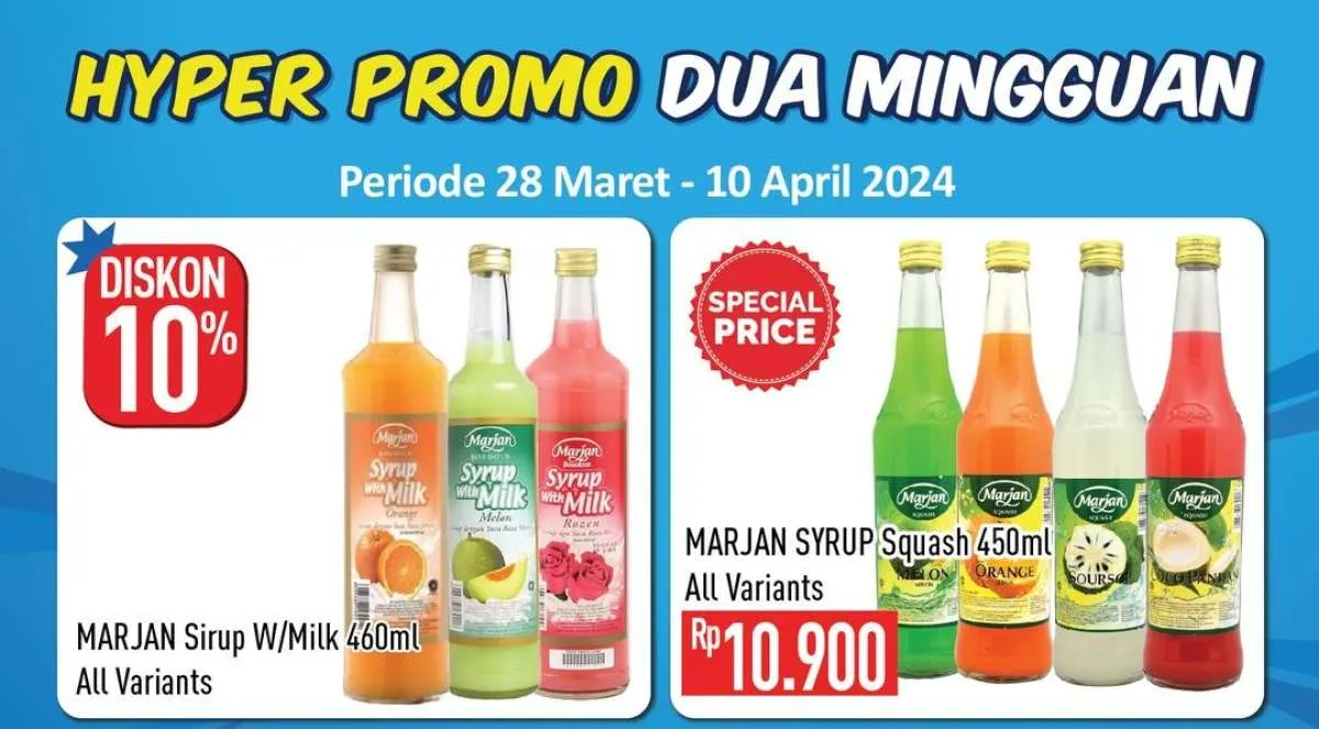 Promo Hypermart Dua Mingguan sampai 10 April, Sirup Marjan dan Freiss Harga Spesial