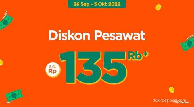 Promo Gajian PegiPegi s.d 5 Okt 2022, Diskon Tiket Pesawat Domestik hingga Rp 135.000
