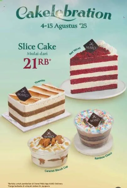 Promo Mako Bakery Cakelebration Slice Cake Mulai Rp 21k