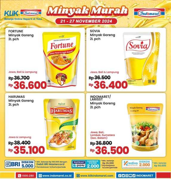 Promo Minyak Goreng Murah di Indomaret 21-27 November 2024