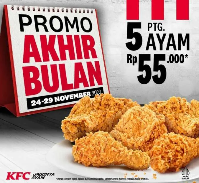 Promo KFC akhir bulan November: 5 ayam Rp 55.000