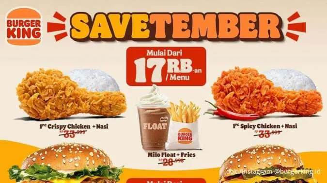 Daftar Promo Burger King Savetember, Burger sampai Paket Chicken Mulai Rp 17.000