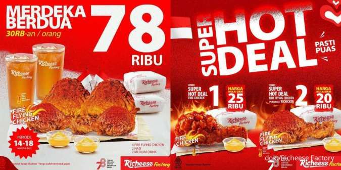 Promo Richeese 14-18 Agustus 2023, Paket Merdeka Berdua Rp 78.000 Dapat 4 Ayam Pedas