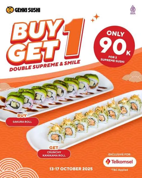 Promo Genki Sushi Buy 1 Get 1 Sakura Roll