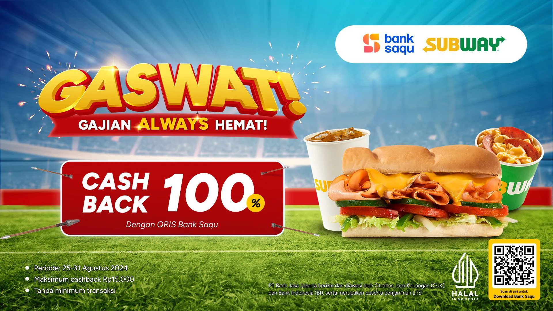 Promo Gaswat Cashback 100% di Subway