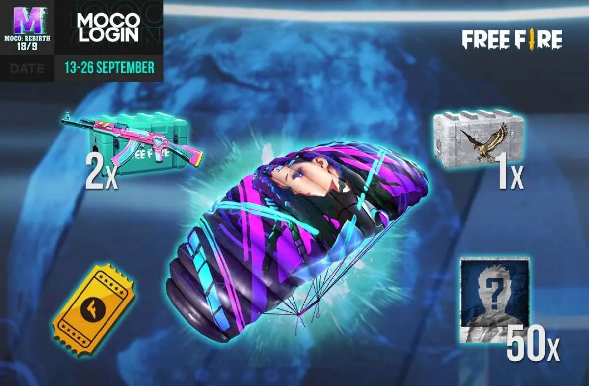 Cara mendapatkan skin parasut Moco Wings Free Fire gratis, cukup login 6 hari!