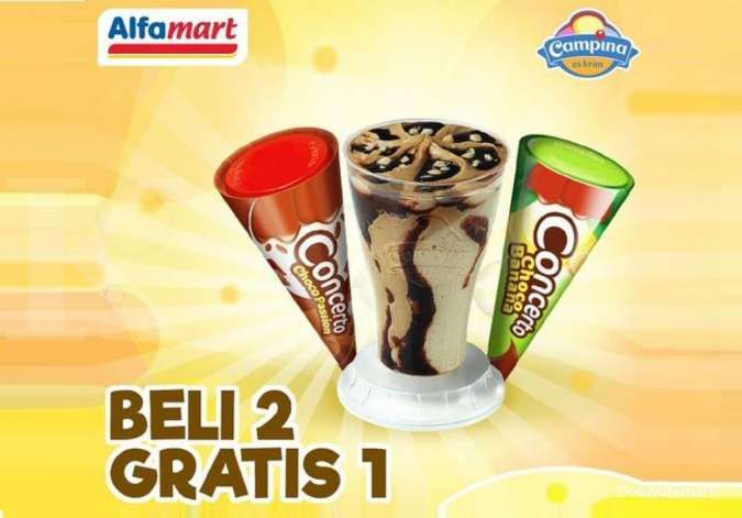 Promo es krim Campina di Alfamart sampai akhir Januari 2021, Beli 2 Gratis 1! 