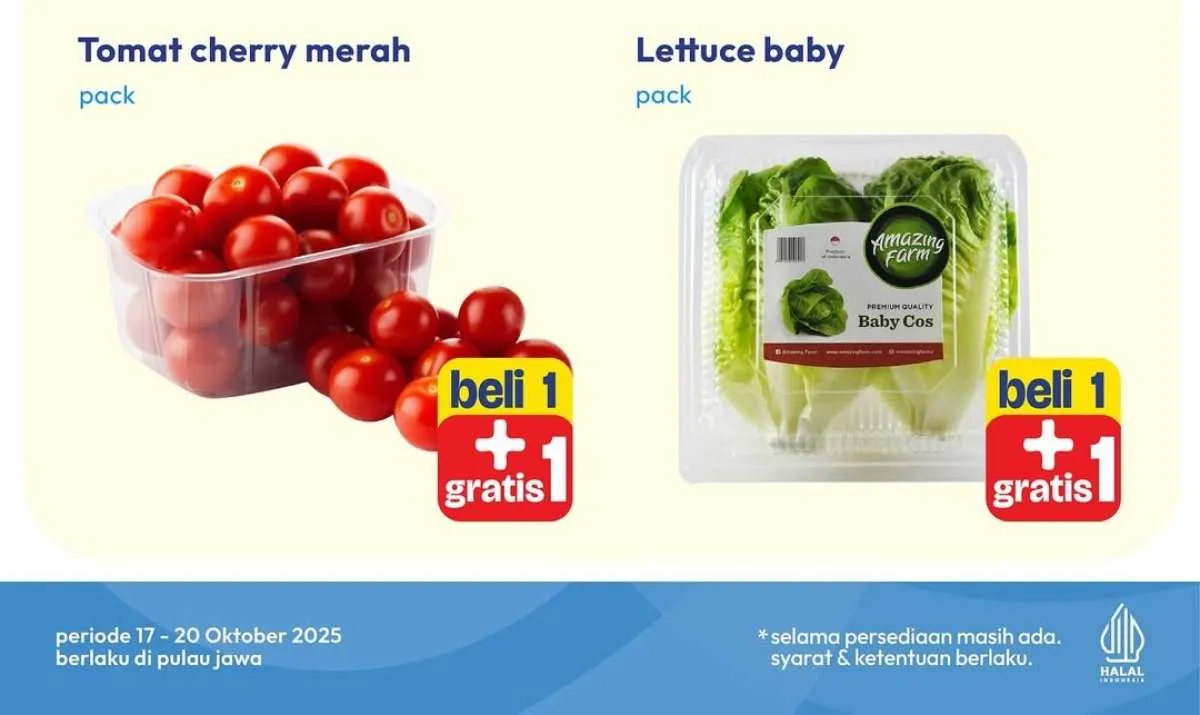 Promo JSM Hypermart 17-20 Oktober 2025, Beli 1 Gratis 1 Tomat Ceri-Lettuce Baby