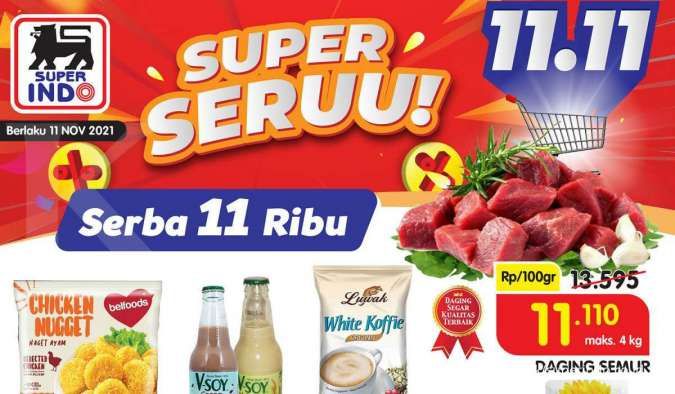 Promo Superindo super seru 11.11 di 11 November, serba Rp 11.000 & beli 1 gratis 1