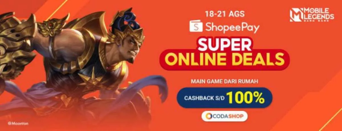 Promo top up game di Codashop pakai Shopeepay cashback hingga 100% (18-21 Agustus)