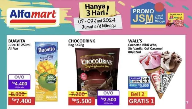 Katalog Promo JSM Alfamart Periode 7-9 Juni 2024, Es Krim Cornetto Beli 2 Gratis 1!