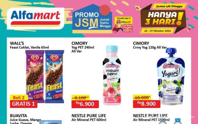 Promo JSM Alfamart Weekend di Akhir Oktober, Es Krim Beli 2 Gratis 1 Sampai Besok