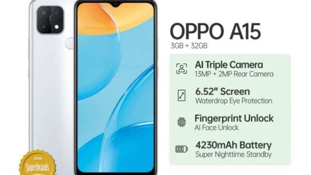 spek oppo a15 ram 4