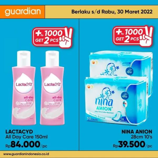 Promo Guardian +1000 Get 2 Pcs Periode 24-30 Maret 2022
