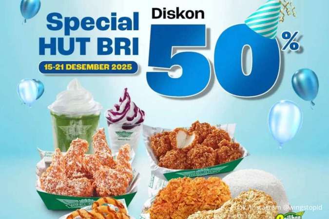  Promo HUT BRI ke-130 dengan Wingstop Diskon sampai 50%, Cuma 15-21 Desember 2025
