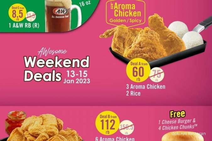 Promo AW Restoran Weekend Deals Edisi 13-15 Januari 2023 Hemat Paket Ayam-Burger