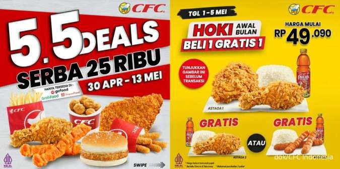 Promo 5.5 CFC Indonesia 1-13 Mei 2024, Paket Serba 25.000 dan Gratis 1 Ayam