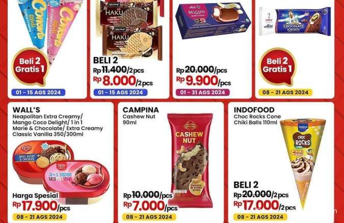 Promo Es Krim di Indomaret Aice Chocolate Crispy Beli 2 Gratis 1, Cek Promo Superindo