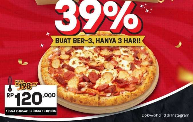 Promo Pizza Hut Delivery 29 Januari 2025, Makan Bertiga Diskon 39% Berakhir Hari Ini