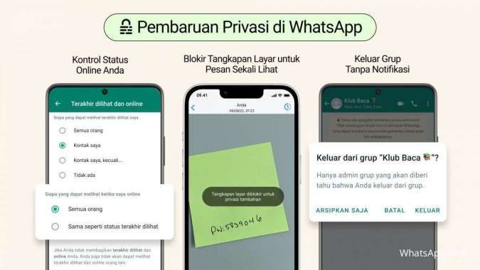 Ini Dia 3 Fitur WhatsApp Terbaru, Bisa Keluar Grup Diam-diam hingga Blokir Screenshot