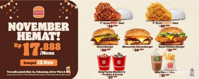 Promo Burger King 1-12 November 2023: Serba Rp 17.888 di Paket November Hemat