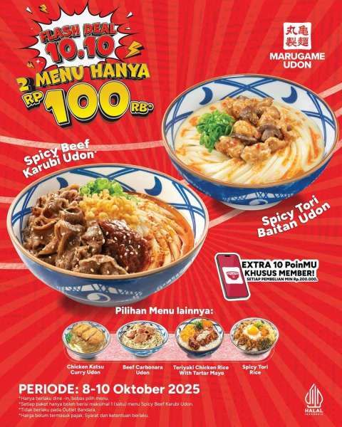 Promo 10.10 di Marugame Udon 8-10 Oktober 2025