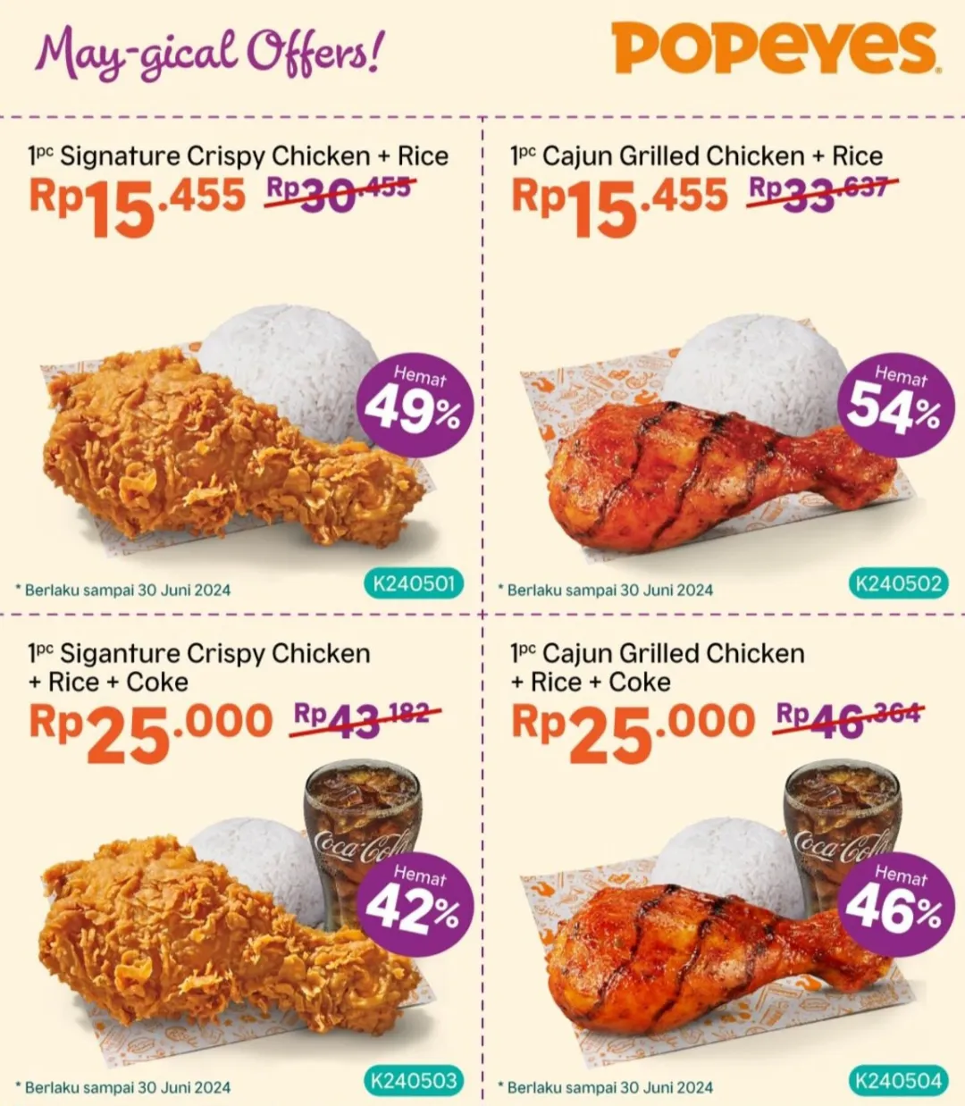 Promo popeyes voucher kupon diskon mei-juni 2024