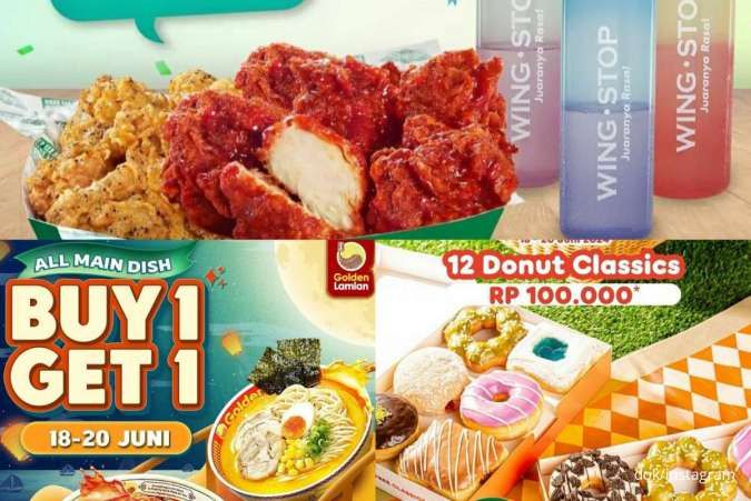 Promo Makanan Terbatas 18-20 Juni 2024 di Wingstop, Dunkin dan Golden Lamian