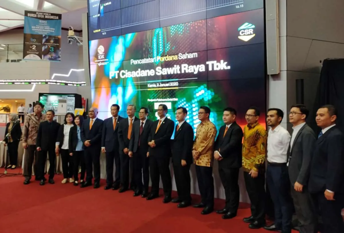 Saham Cisadane Sawit Raya (CSRA) melonjak 69,6% pada perdagangan perdana