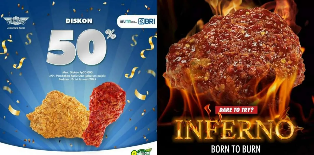 Promo BRI Wingstop 8-14 Januari 2024, Rasa Baru Inferno-Diskon 50% Semua Menu