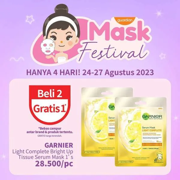 Promo Guardian Mask Festival Beli 2 Gratis 1 Periode 24-27 Agustus 2023