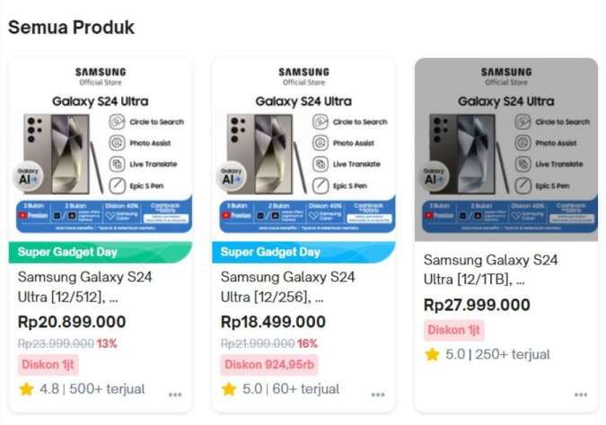  Harga HP Samsung Galaxy S24 Ultra