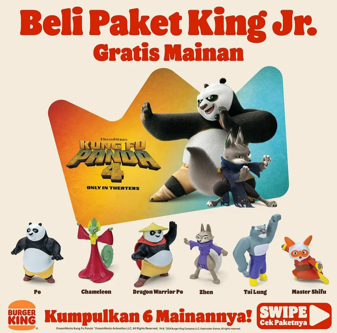 Paket Kids Meal King Jr ala Burger King GRATIS Mainan Kung fu Panda 4