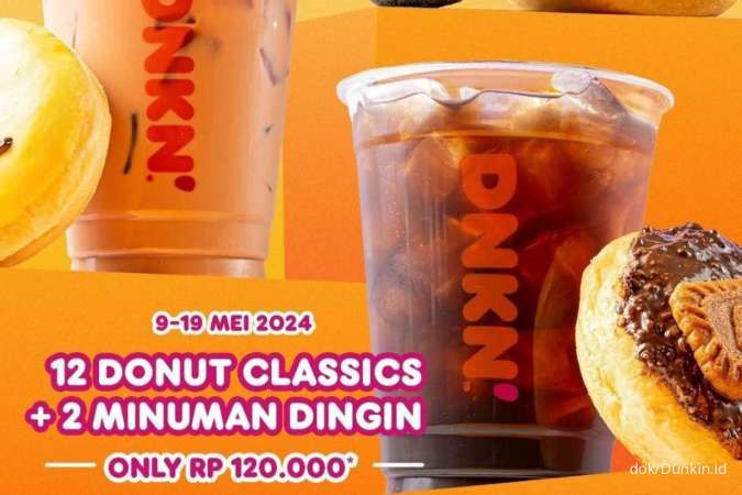Promo Dunkin 9-19 Mei 2024, Beli 12 Donut dan 2 Minuman Rp 120.000 Tanpa DD Card