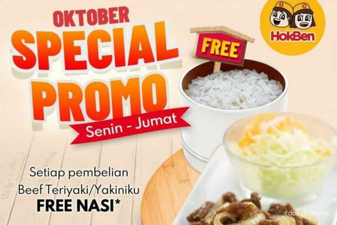 Promo Hokben Terbaru Oktober 2022 Senin-Jumat, Beli Beef Teriyaki Gratis Nasi