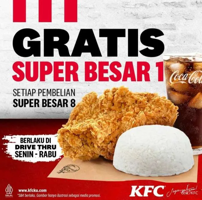 Promo KFC Maret 2023, Beli Super Besar 8 Gratis Super Besar 1