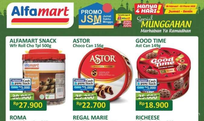 Promo JSM Alfamart 28 Februari Jelang Ramadan, Astor & Good Time Cashback Rp 5.000