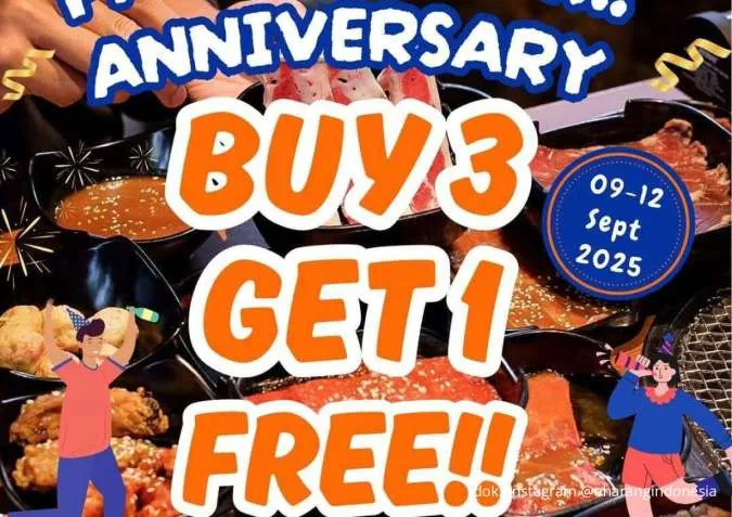 Promo Oharang Anniversary ke-6 Tahun 9-12 September, Makan Hemat Buy 3 Get 1 Free 