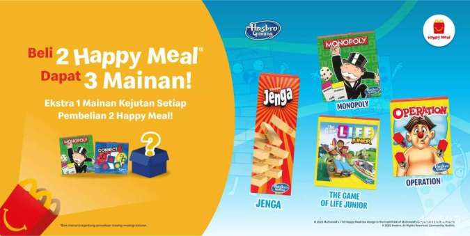 Promo McD Happy Meal Hasbro, Beli 2 Paket Dapat 3 Mainan Edisi sampai November 2023