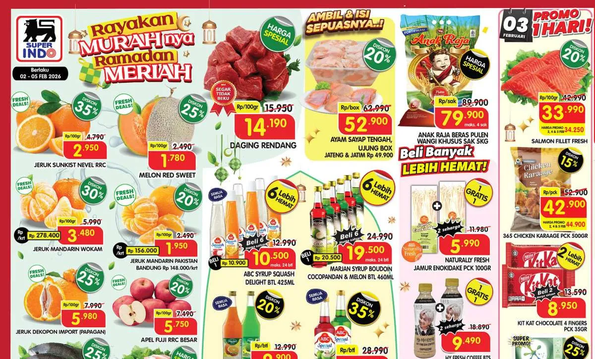Promo Superindo Weekday 2-5 Februari 2026, Ada Marjan Beli 6 Lebih Hemat
