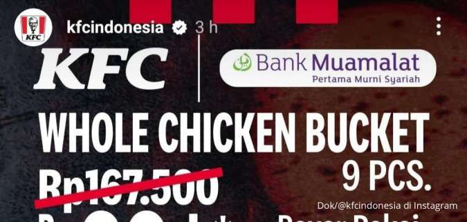 Promo KFC dengan Bank Muamalat 20-22 Oktober 2023, 9 Potong Ayam Harga Rp 88.000-an