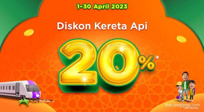 Promo PegiPegi Mudik 1-30 April 2023 dengan Diskon Tiket Kereta Api 20%